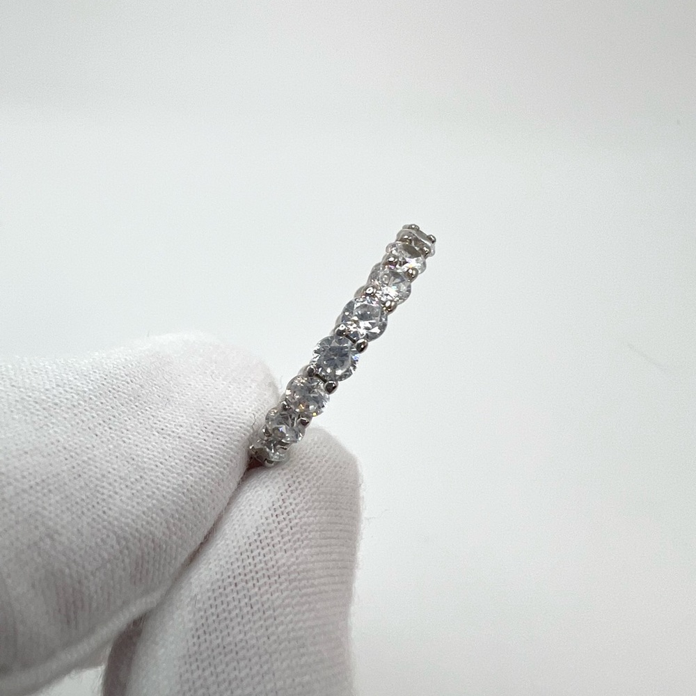 Sterling Round Cubic Zirconia Eternity Ring - Picture 7 of 16